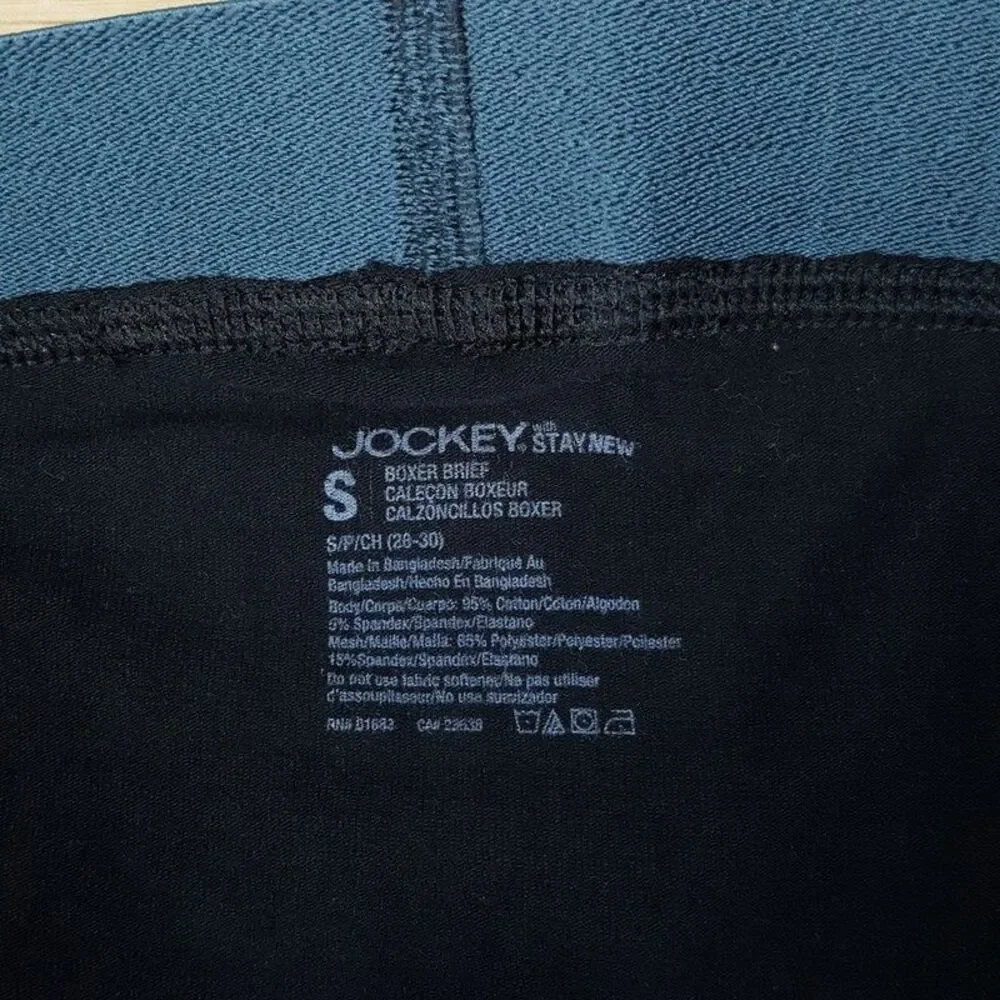 JOCKEY Boxer Briefs Mens Small Black Chafe Proof Cotton Blend Logo